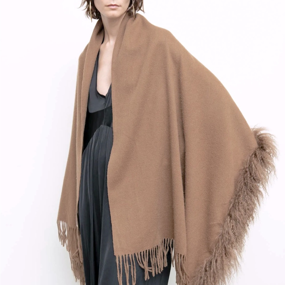 Nicholas K Will Scarf w Mongolian Hair Trim